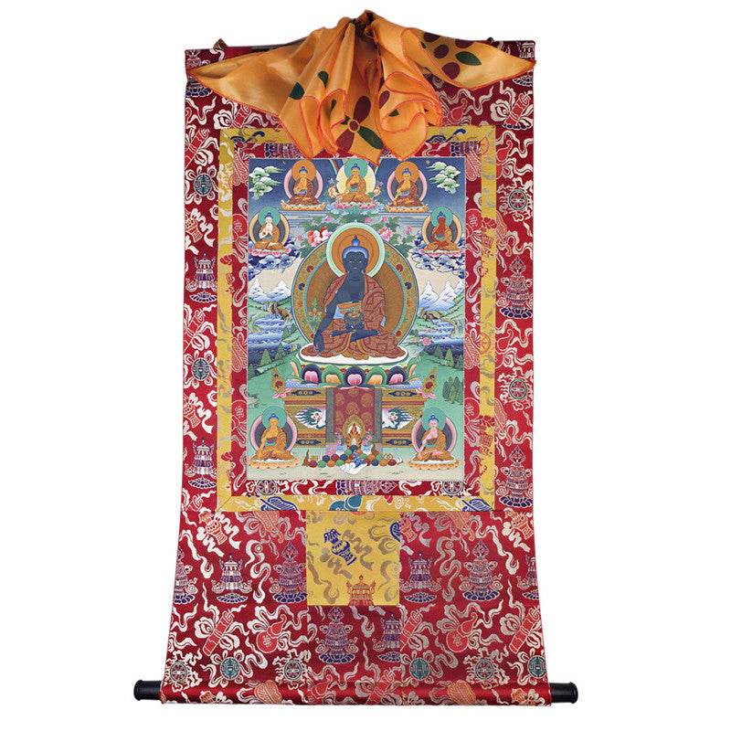 Medicine Buddha Image - Tibetan thangka painting, view 7