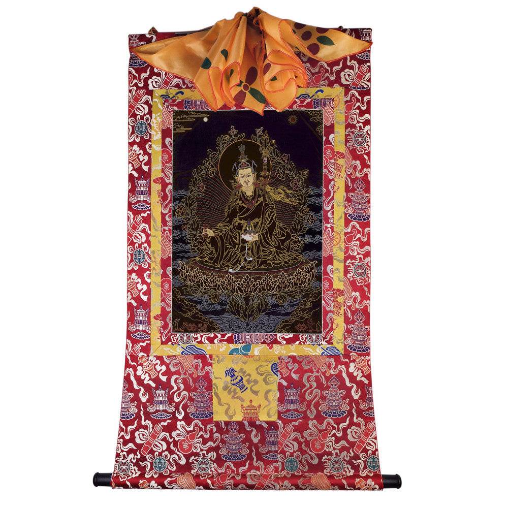 Padmasambhava - Guru Rinpoche - Tibetan thangka painting, detailed view