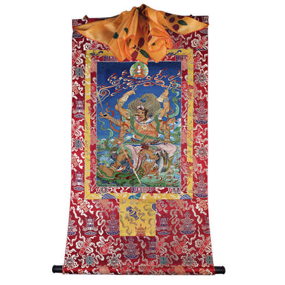 2778-唐卡-HBMT-083玛哈嘎拉-大黑天-240dpi - Tibetan thangka painting, detailed view