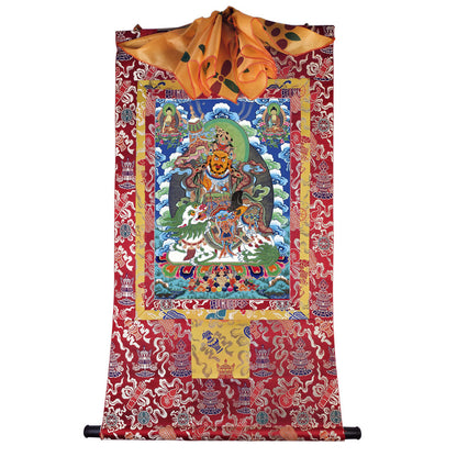 Gandhanra Tibetan Thangka Art - vaishravana - vaisravana - from Kathok Monastery - Giclee Print with Mineral Pigments