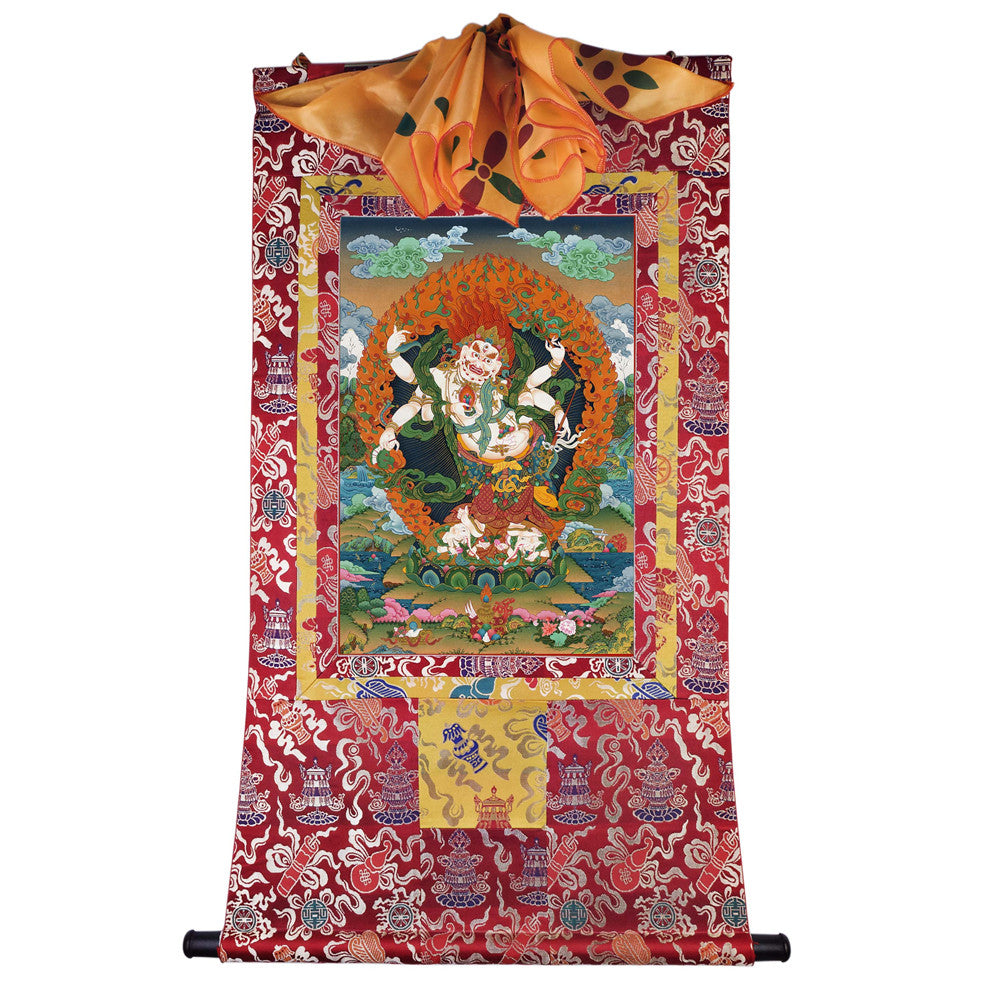 Gandhanra Hand Framed Tibetan Thangka Art,White Tara, Buddhist Tapestry,Giclee Print with Mineral Pigments,48" × 32"