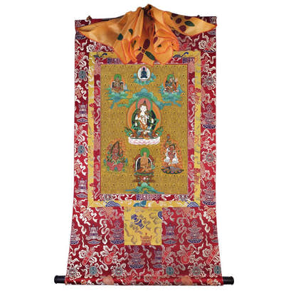Vajrasattva - Tibetan thangka painting, detailed view