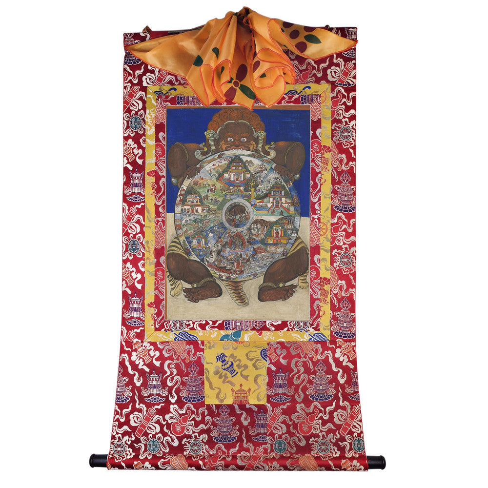 2772-唐卡-HBMT-077六道轮回-300dpi - Tibetan thangka painting, detailed view