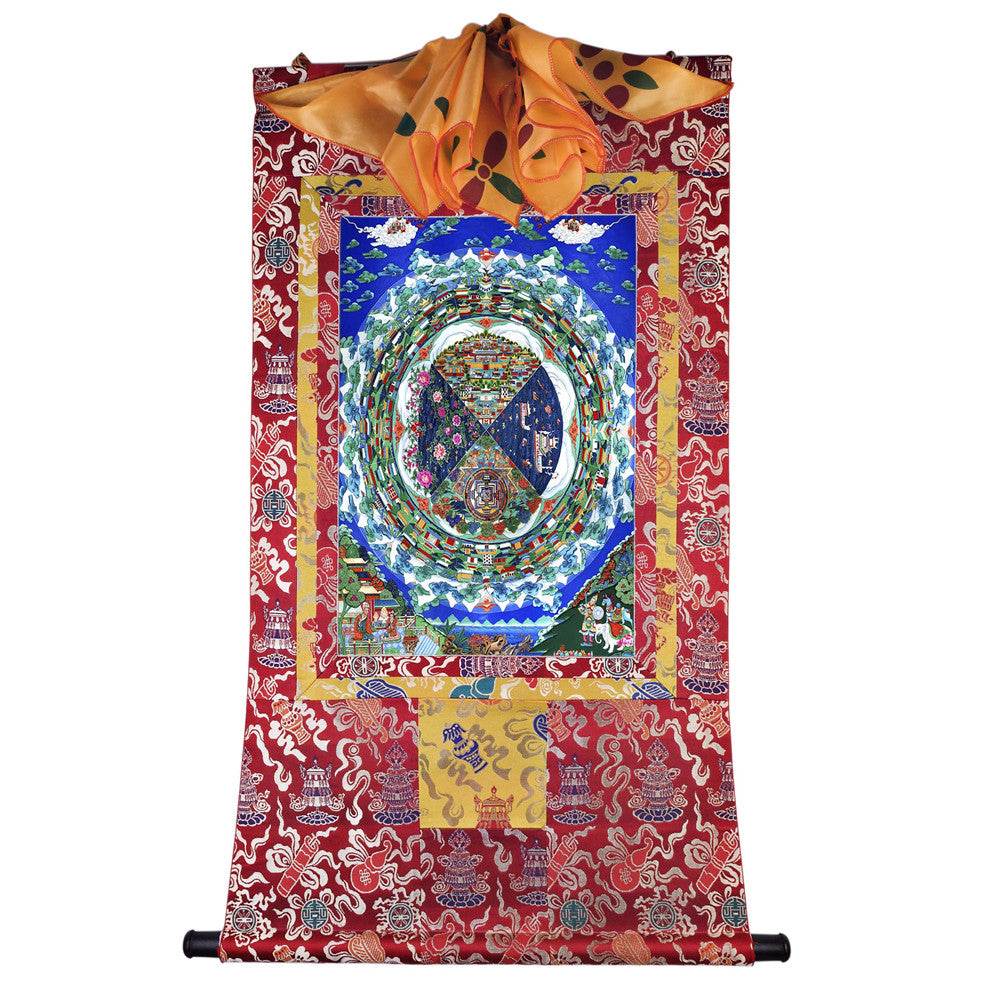 The three realms of samsāra - Tibetan thangka painting, detailed view