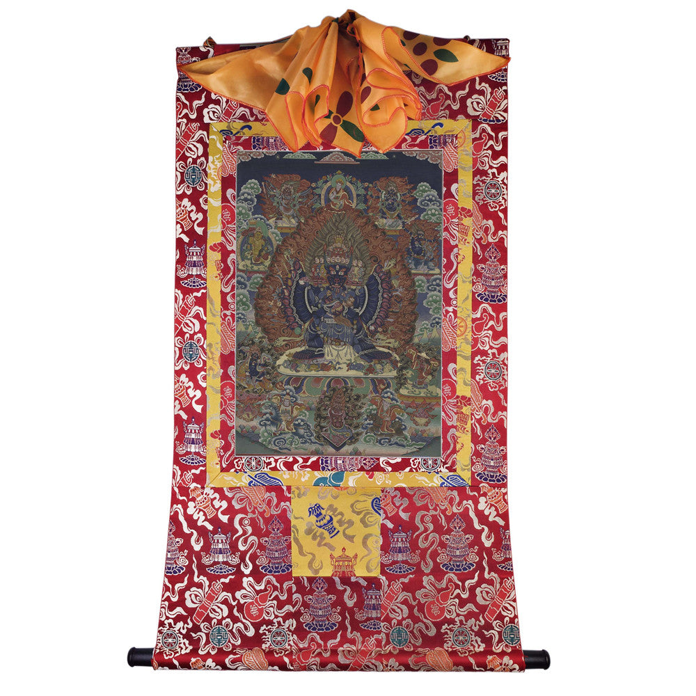 Gandhanra Tibetan Thangka Art - Vajrabhairava-Yamāntaka - from Kathok Monastery - Giclee Print with Mineral Pigments