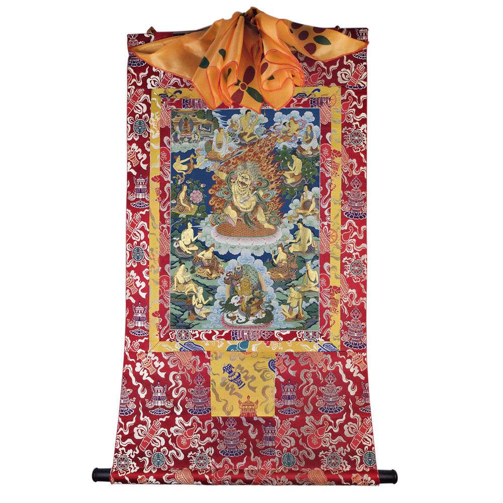 Black Manjusri - Tibetan thangka painting, detailed view