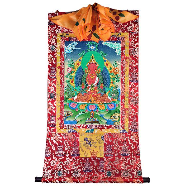 Amitayus - the Buddha of Longevity - Tibetan thangka painting, view 18