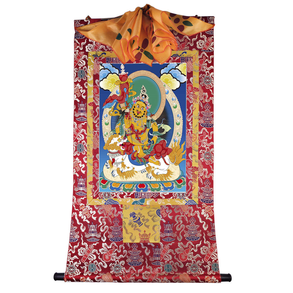 Gandhanra Tibetan Thangka Art - vaishravana - vaisravana - from Kathok Monastery - Giclee Print with Mineral Pigments