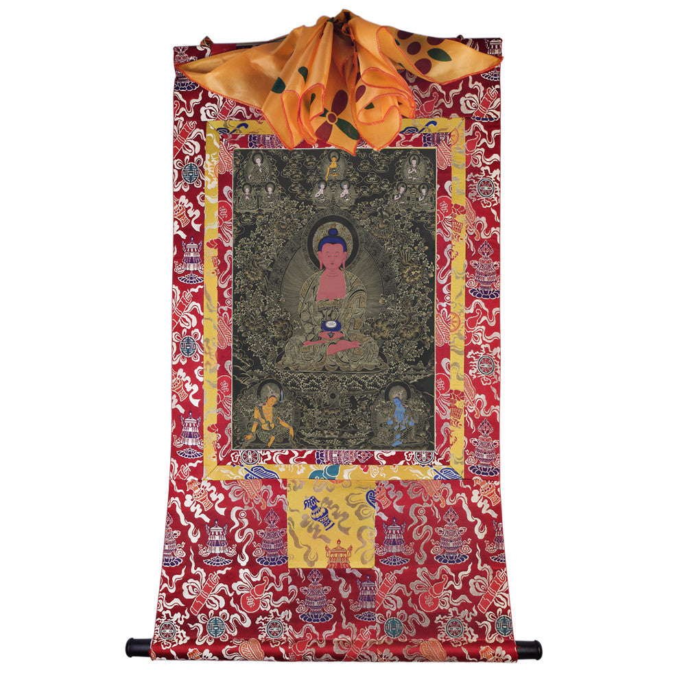 Gandhanra Tibetan Thangka Art - Amitayus - Amitabha - from Kathok Monastery - Giclee Print with Mineral Pigments