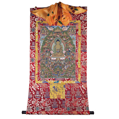 Gandhanra Tibetan Thangka Art - Amitayus - Amitabha - from Kathok Monastery - Giclee Print with Mineral Pigments