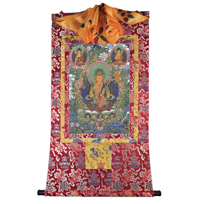 Gandhanra Tibetan Thangka Art - The Thousand-hand Avalokiteshvara - from Kathok Monastery - Giclee Print with Mineral Pigments