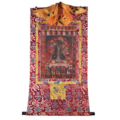 Mahakala - Tibetan thangka painting, detailed view
