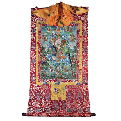 King Gesar - Tibetan thangka painting, front view