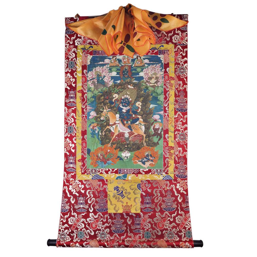 Palden Lhamo / Magzor Gyalmo / Shri Devi - 18th Century - Tibetan thangka painting, detailed view