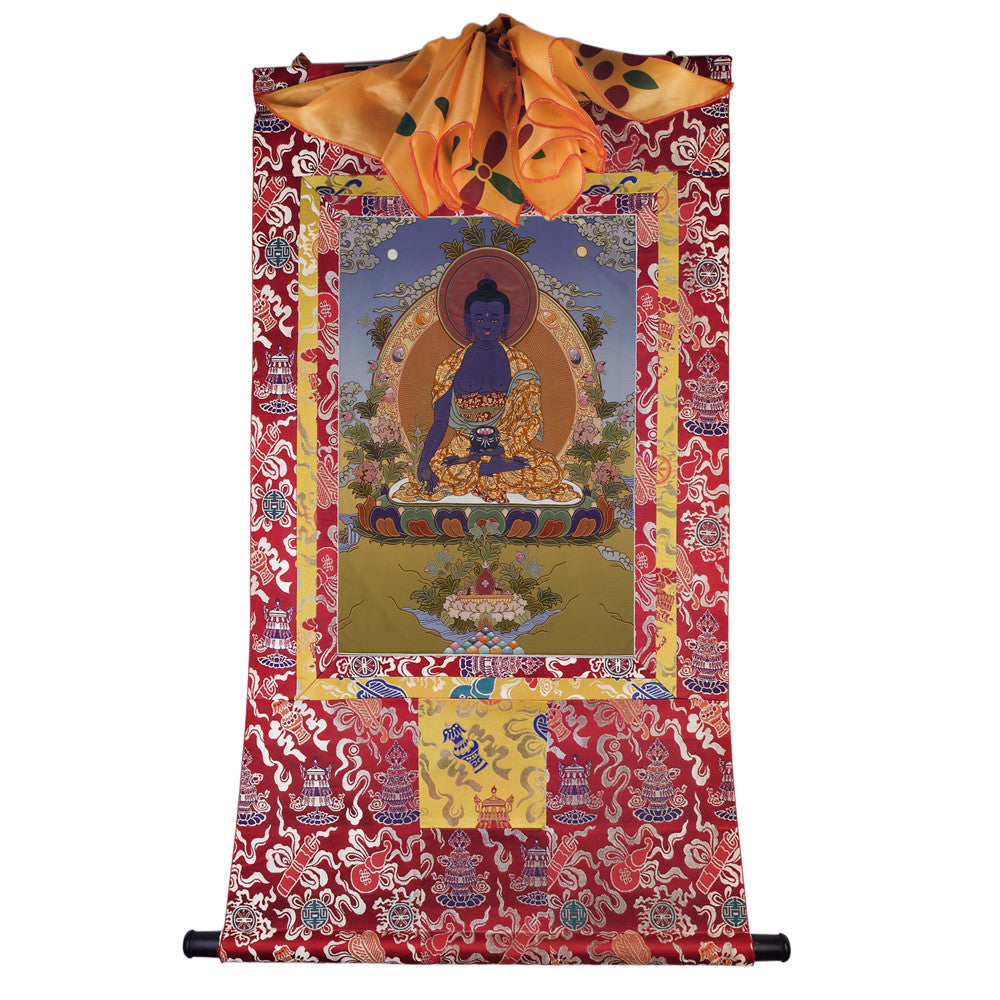 Gandhanra Tibetan Thangka Art - Bhaisajyaguru - Medicine Buddha - from Kathok Monastery - Giclee Print with Mineral Pigments