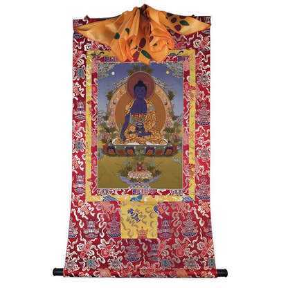 Bhaisajyaguru - Medicine Buddha Image - Tibetan thangka painting, view 7