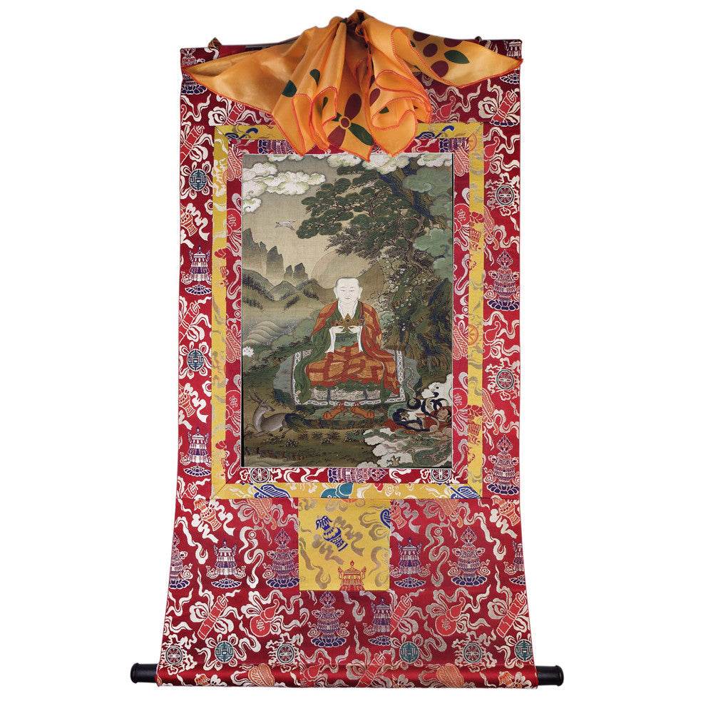 Amitabha Buddha - Tibetan thangka painting, detailed view