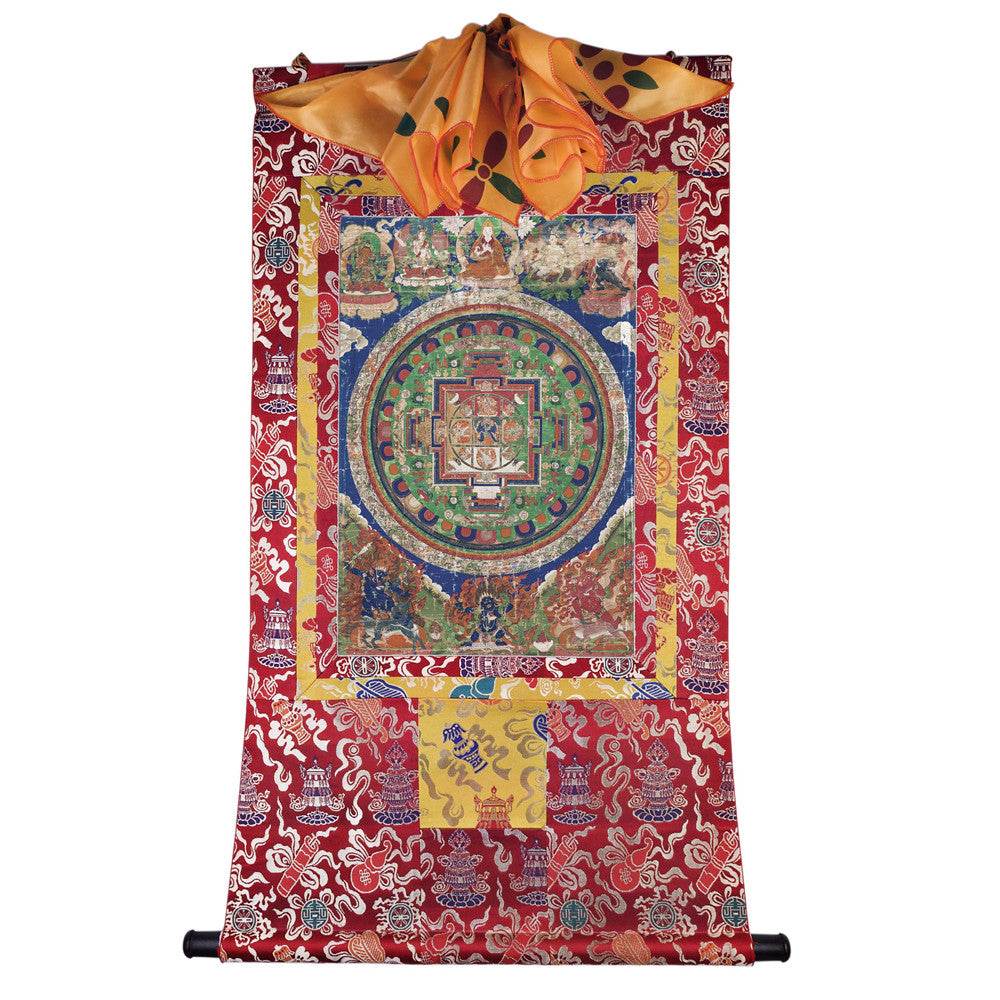 Vajrabhairava / Yamantaka Madala - 14th Century Old Version - Tibetan thangka painting, detailed view