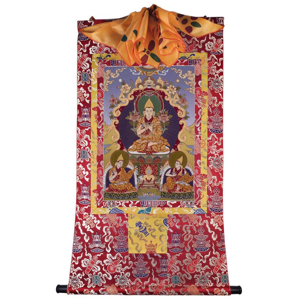 Tsongkhapa - 18th Century - Tibetan thangka painting, detailed view