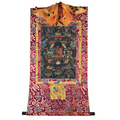 Amitabha - 18th Century Old Version Image - Tibetan thangka painting, view 7
