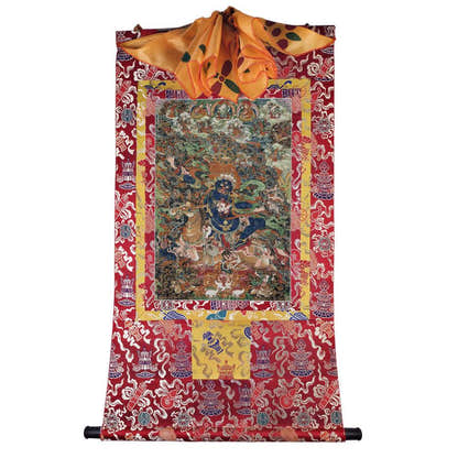 Palden Lhamo / Magzor Gyalmo - 18th Century - Tibetan thangka painting, detailed view