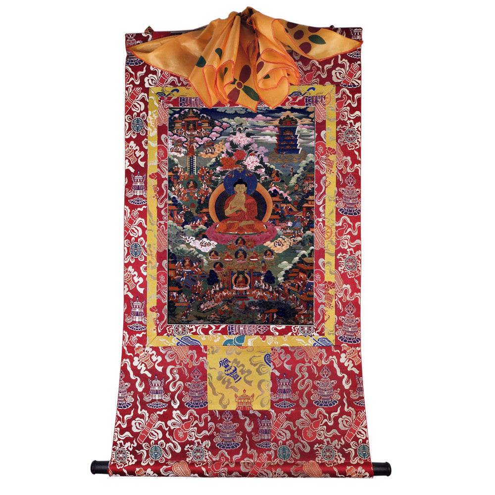 Shakyamuni - 17th Century - Tibetan thangka painting, detailed view
