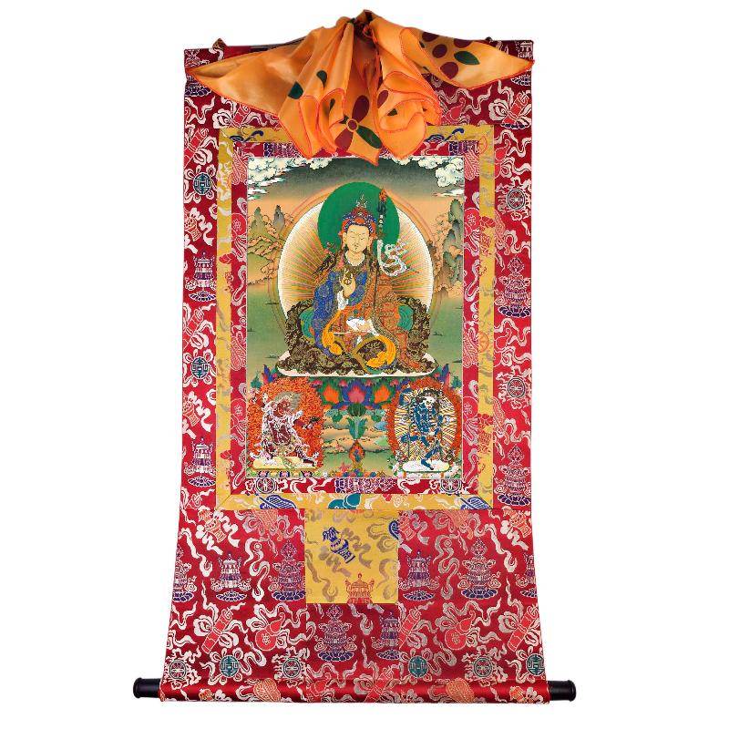 Padmasambhava - Guru Rinpoche - Tibetan thangka painting, detailed view