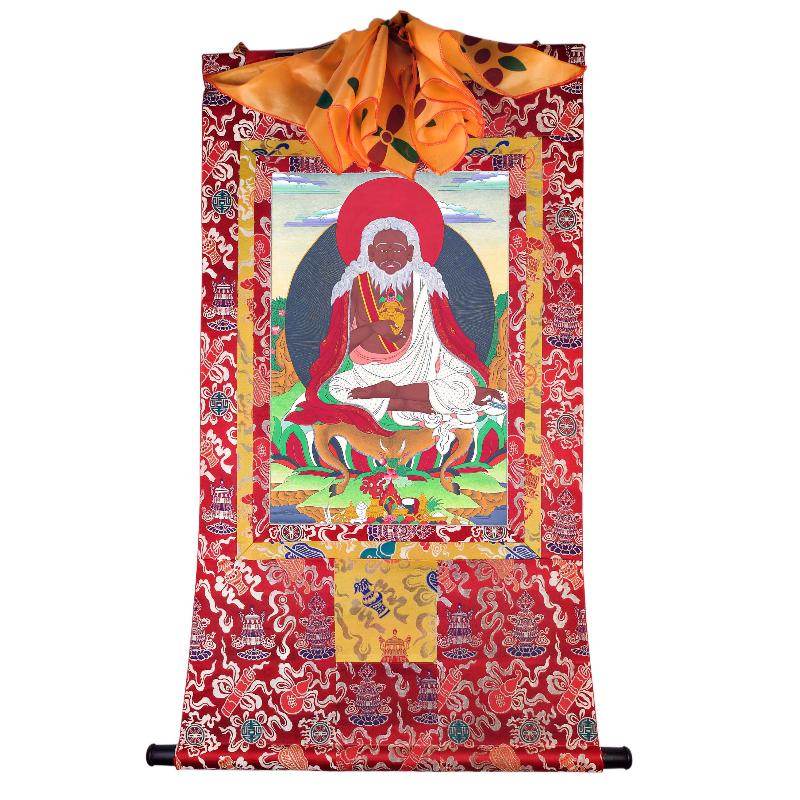 Thangtong Gyalpo - Chakzampa - ཐང་སྟོང་རྒྱལ་པོ་ - Tibetan thangka painting, detailed view