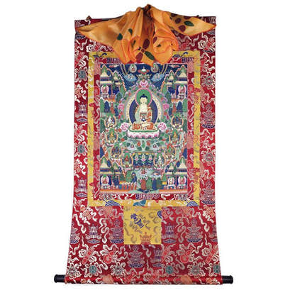 Sukhavati - Pure Land Image - Tibetan thangka painting, view 7