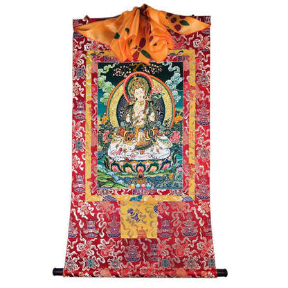 Samantabhadra Thangka - Tibetan thangka painting, detailed view