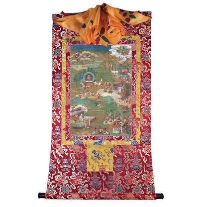 Biography of Shakyamuni Image - Tibetan thangka painting, view 7