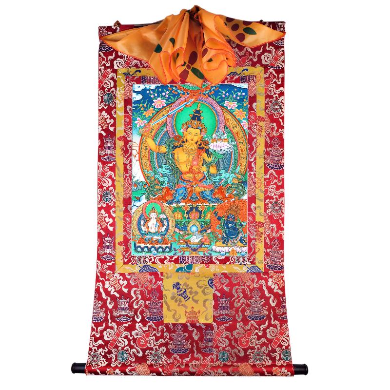 Gandhanra Tibetan Thangka Art - Manjusri - from Kathok Monastery - Giclee Print with Mineral Pigments