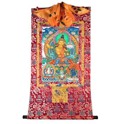 Gandhanra Tibetan Thangka Art - Manjusri - from Kathok Monastery - Giclee Print with Mineral Pigments