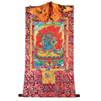 Vajrapani - Tibetan thangka painting, detailed view