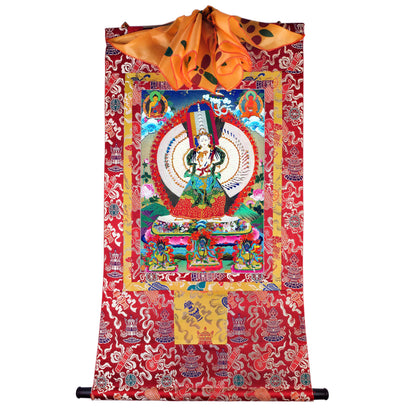 Gandhanra Tibetan Thangka Art - Usnisa Sitatapatra - Great White Parasol - from Kathok Monastery - Giclee Print with Mineral Pigments