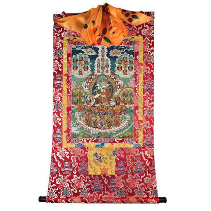 Padmasambhava - Guru Rinpoche on Refuge Tree - Tibetan thangka painting, view 17