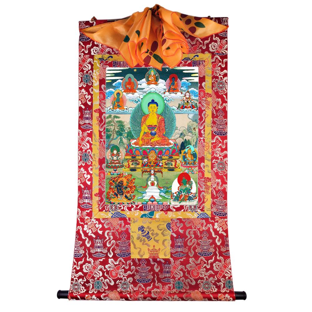 Gandhanra Tibetan Thangka Art - Shakyamuni - from Kathok Monastery - Giclee Print with Mineral Pigments