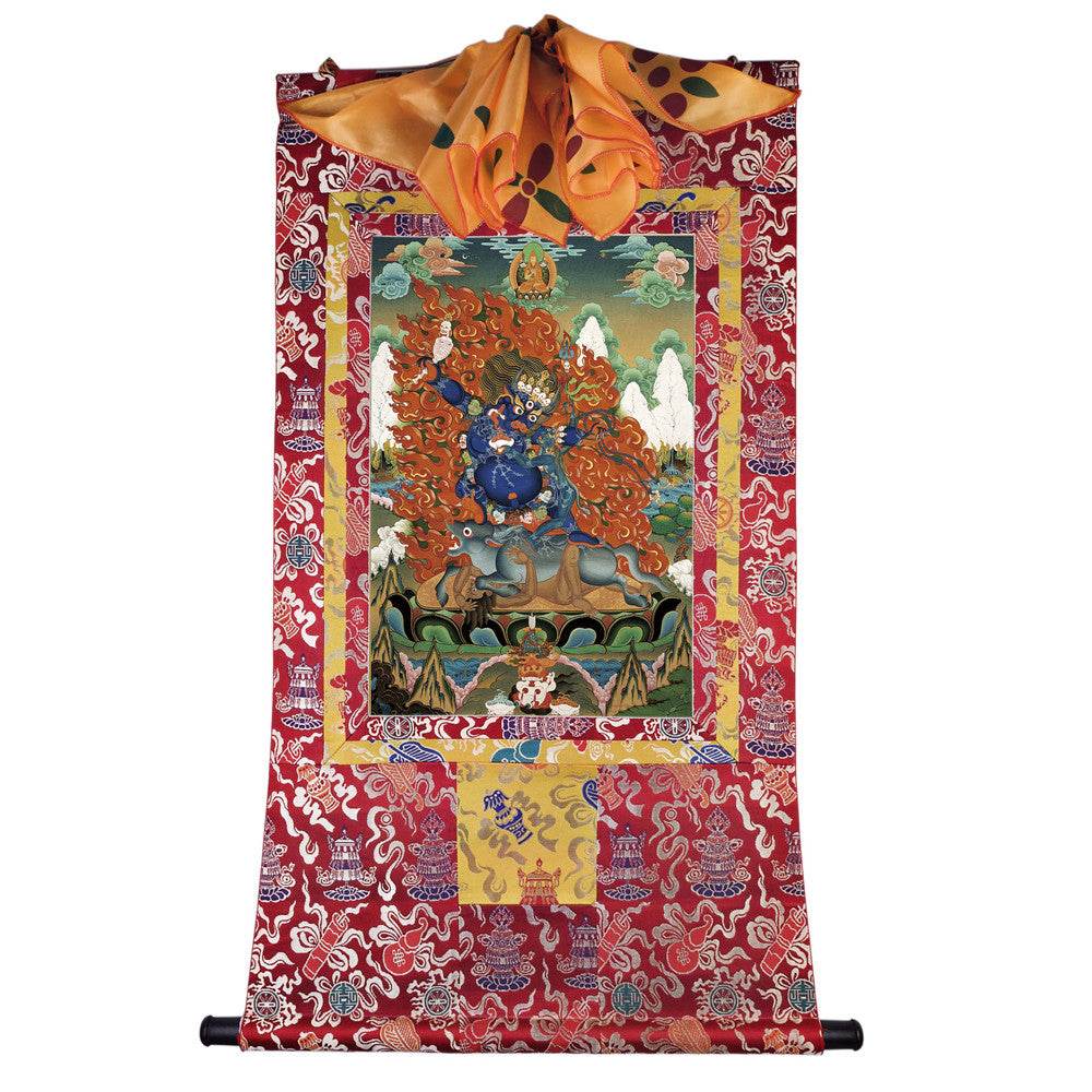 Yamantaka Vajrabhairava - Tibetan thangka painting, detailed view