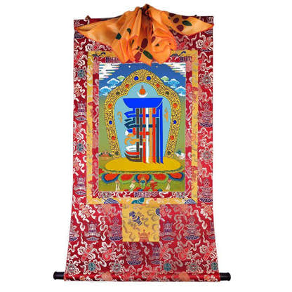 Kalachakra Symbol - Tibetan thangka painting, detailed view