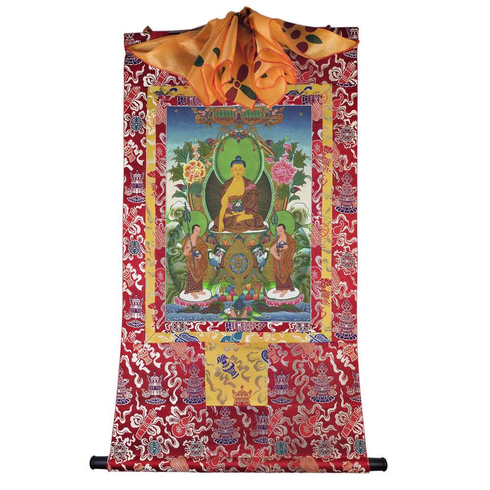 Shakyamuni - Tibetan thangka painting, detailed view