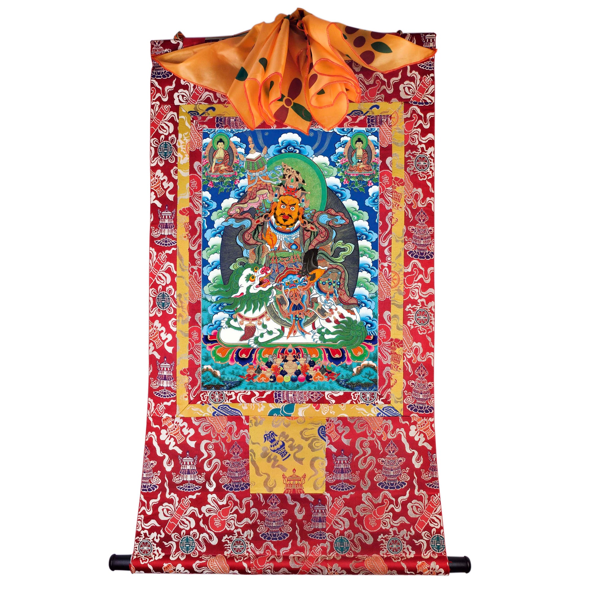 Gandhanra Tibetan Thangka Art - vaishravana - vaisravana - from Kathok Monastery - Giclee Print with Mineral Pigments