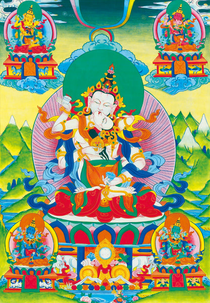 Yab Yum Vajrasattva Thangka - Hand Framed Giclee Printed Tibetan Art