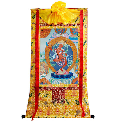 2746-唐卡-HBMT-050金刚亥母-卓玛那嫫-噶玛噶举-老-240dpi - Tibetan thangka painting, close-up detail