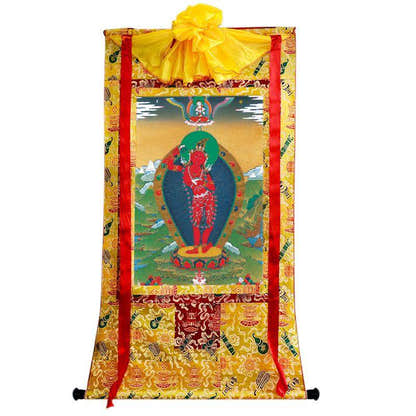 Dakini - Yeshe Tsogyal - Tibetan thangka painting, close-up detail