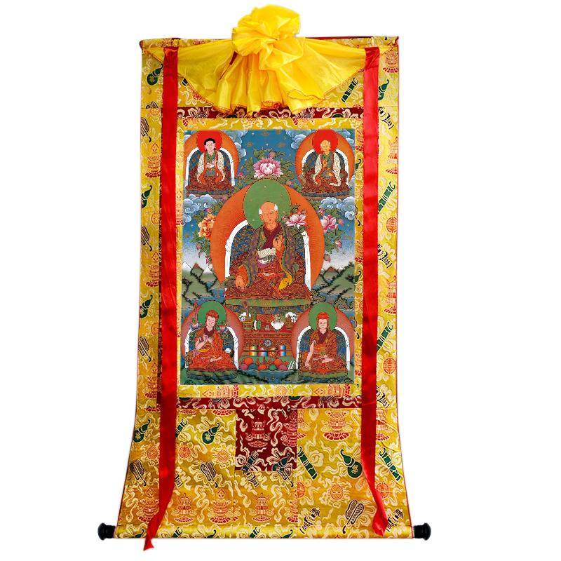 The Sa skya School's Five Forefathers - Tibetan thangka painting, close-up detail