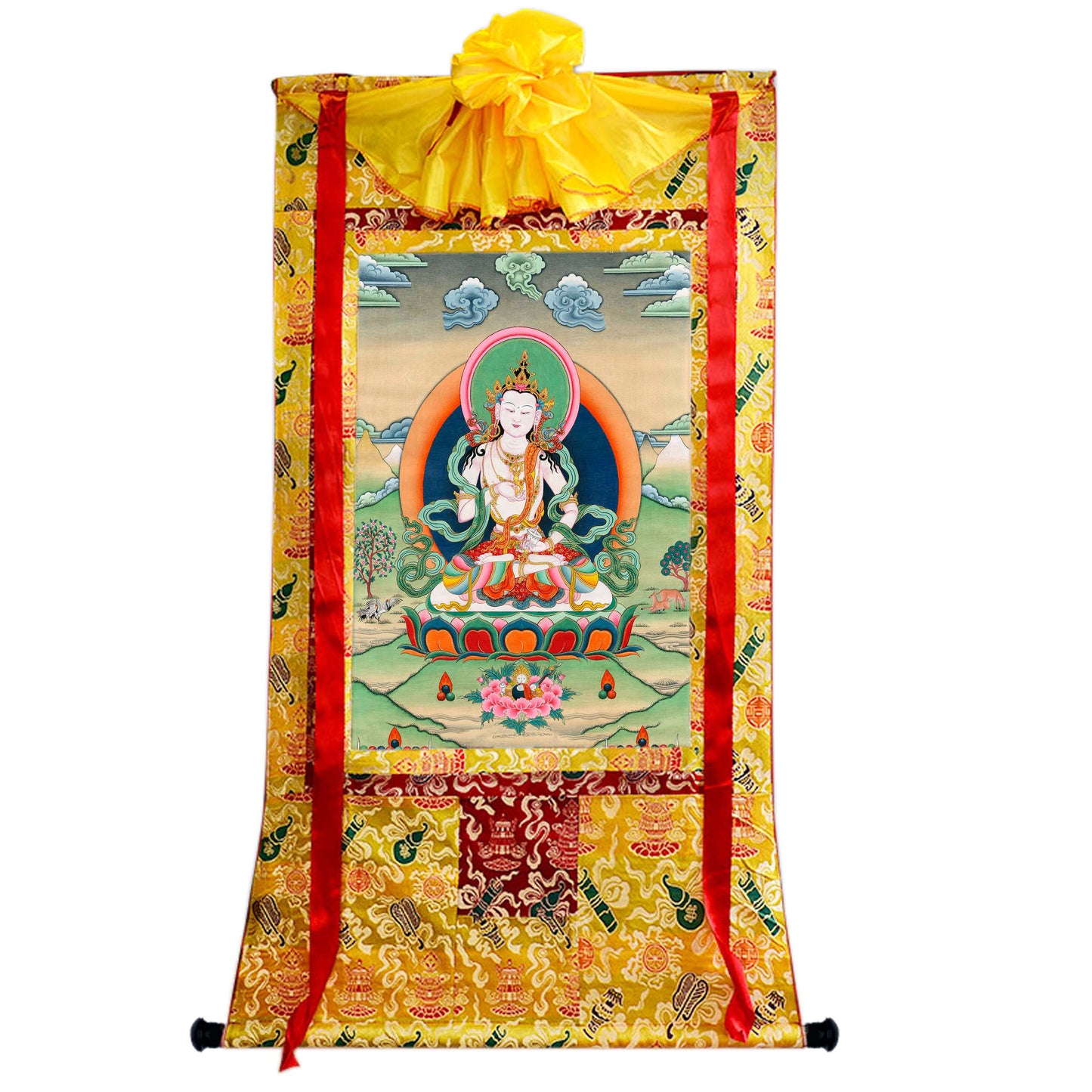 Vajrasattva Thangka - Hand Framed Giclee Printed Tibetan Art