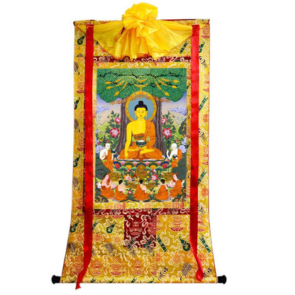 Gandhanra Tibetan Thangka Art - Shakyamuni - from Kathok Monastery - Giclee Print with Mineral Pigments