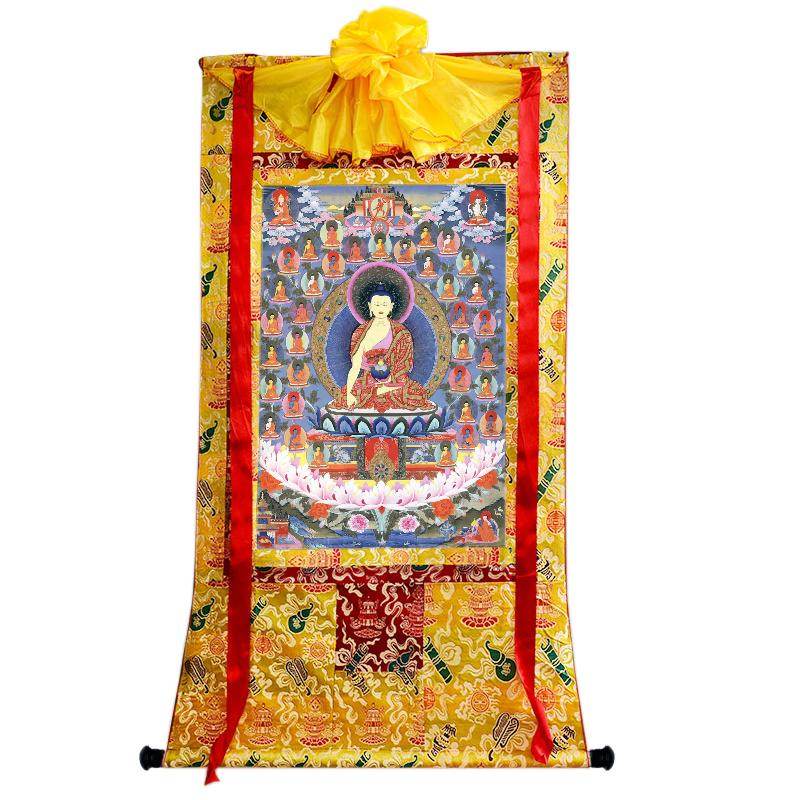 35 Confession Buddhas - Tibetan thangka painting, close-up detail