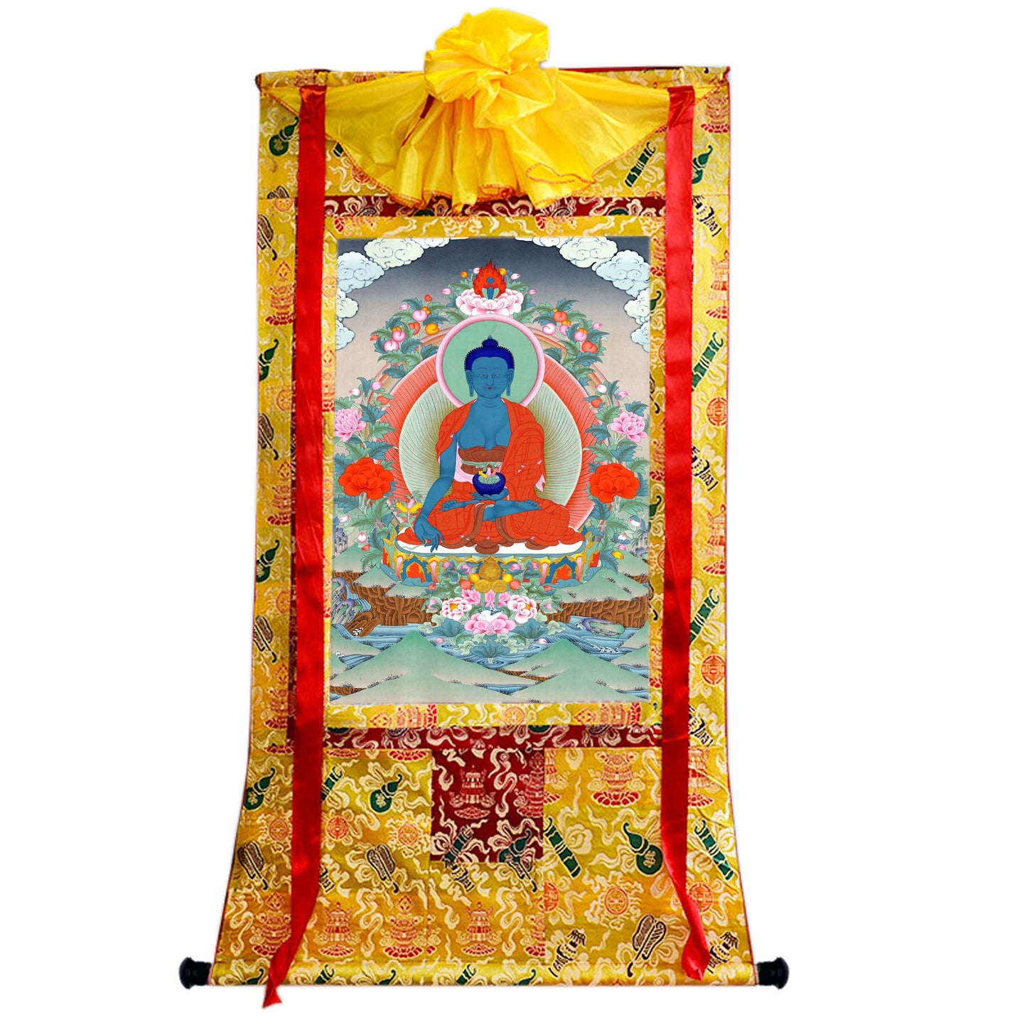 Gandhanra Tibetan Thangka Art - Bhaisajyaguru - Medicine Buddha - from Kathok Monastery - Giclee Print with Mineral Pigments