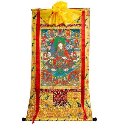 Eight Manifestations of Guru Rinpoche - Padmasambhava - Tibetan thangka painting, close-up detail
